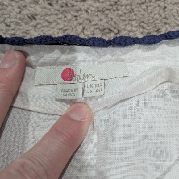 Boden White Linen Dress with Navy Embroidery - Picture 8 of 15